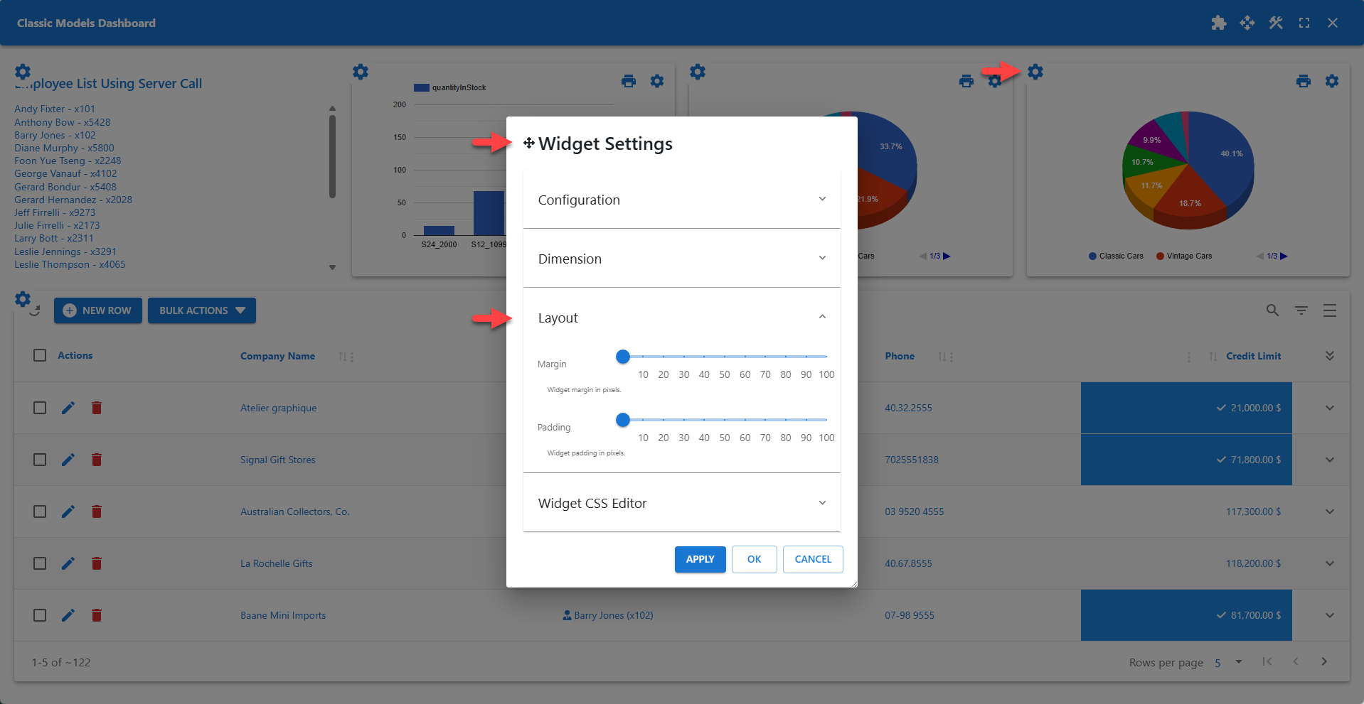 WP Data Access - Widget Settings - Layout