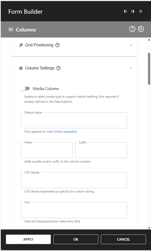 WP Data Access - Form Column Settings