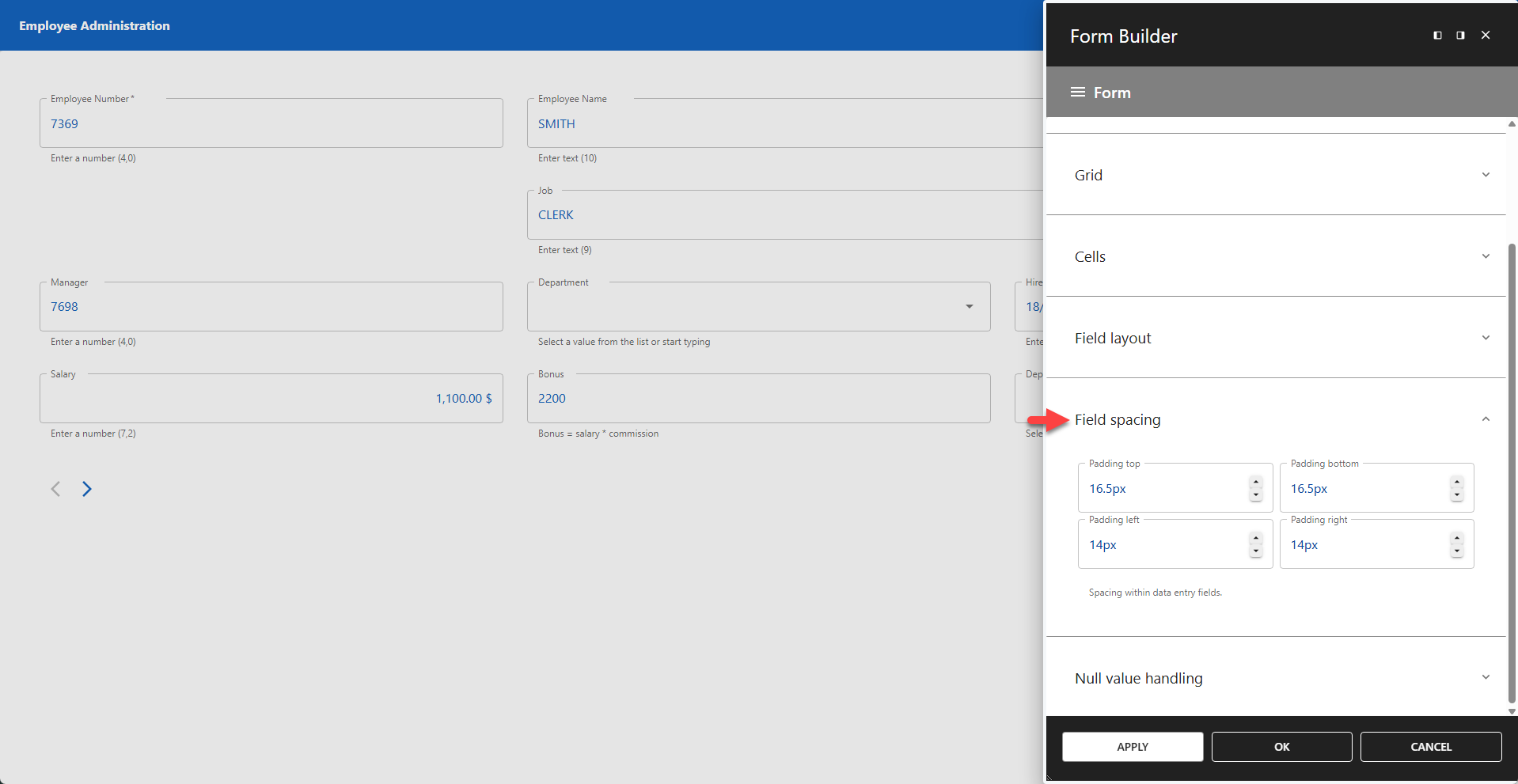 WP Data Access - Form Builder - Field Spacing