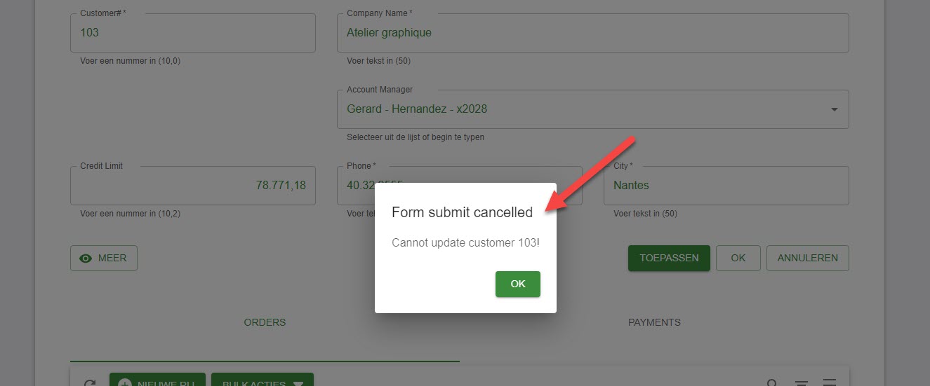 WP Data Access - Prevent Update with Custom Behavior