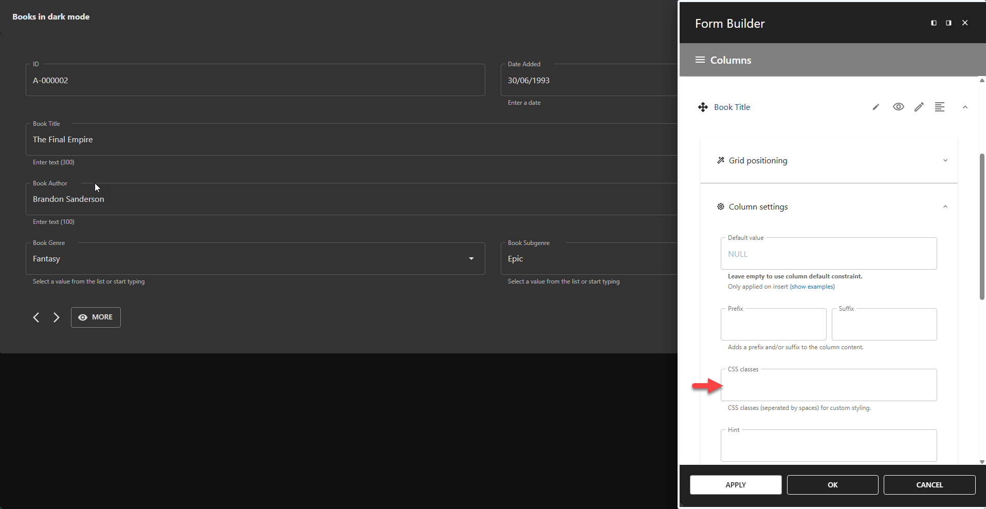 WP Data Access - Layout and Styling - Font