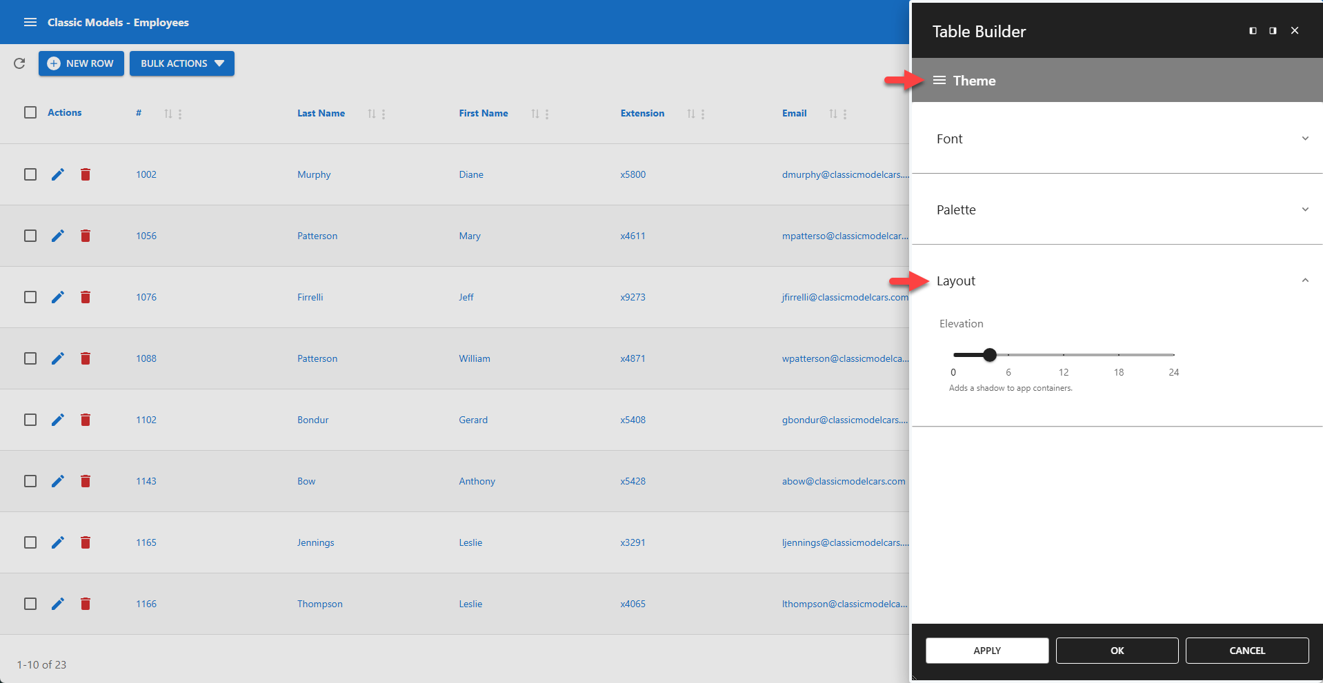 WP Data Access - Layout and Styling - Layout Table Builder