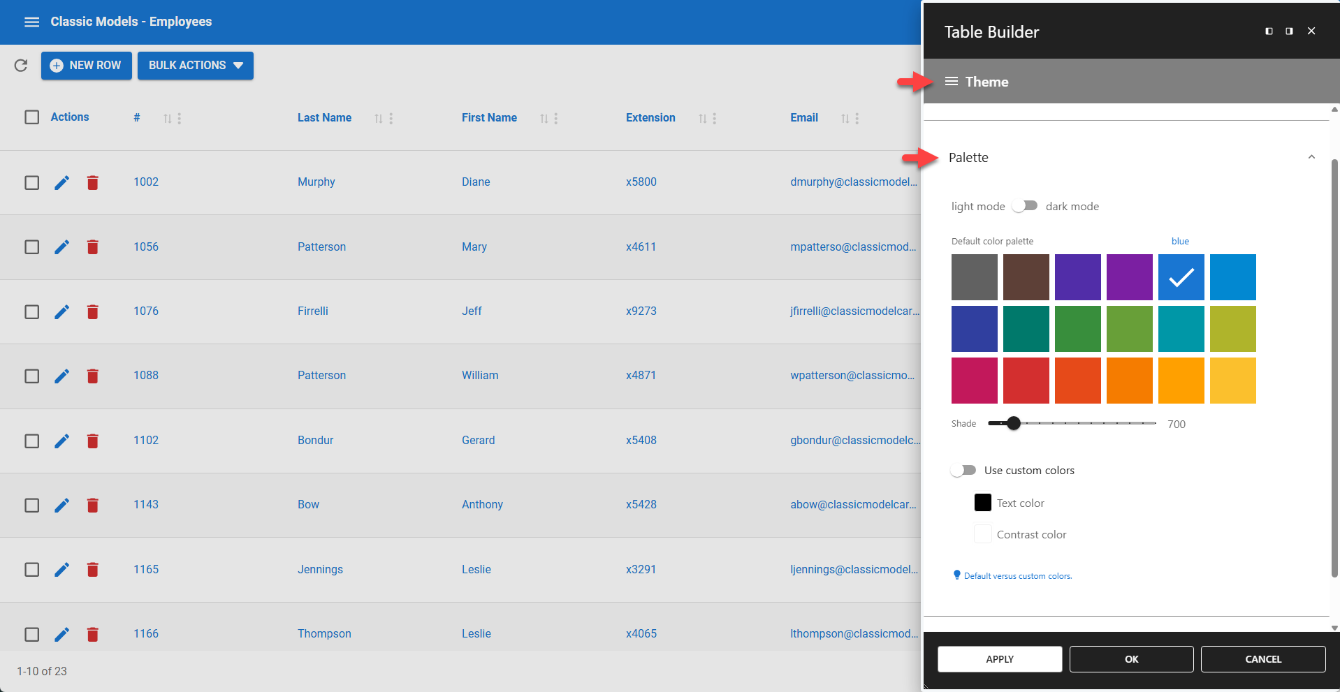 WP Data Access - Layout and Styling - Palette