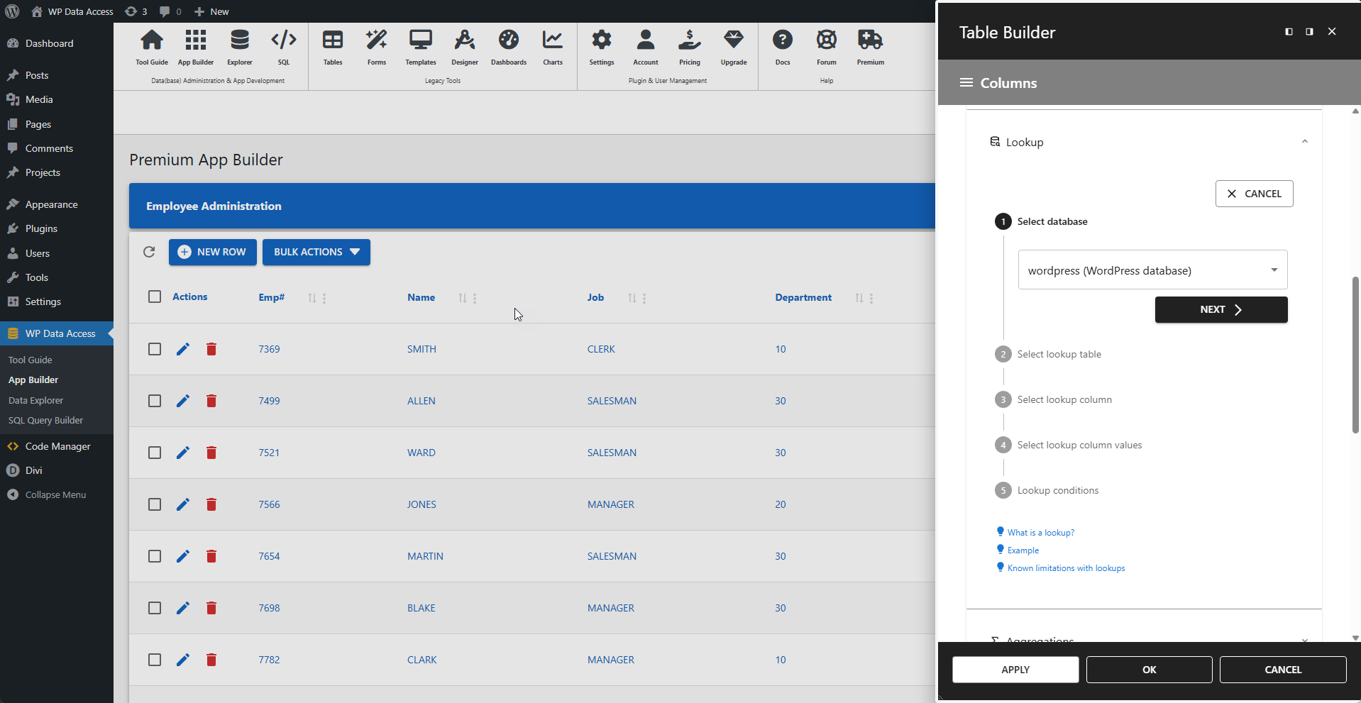 WP Data Access - Creating Lookups - Step 1