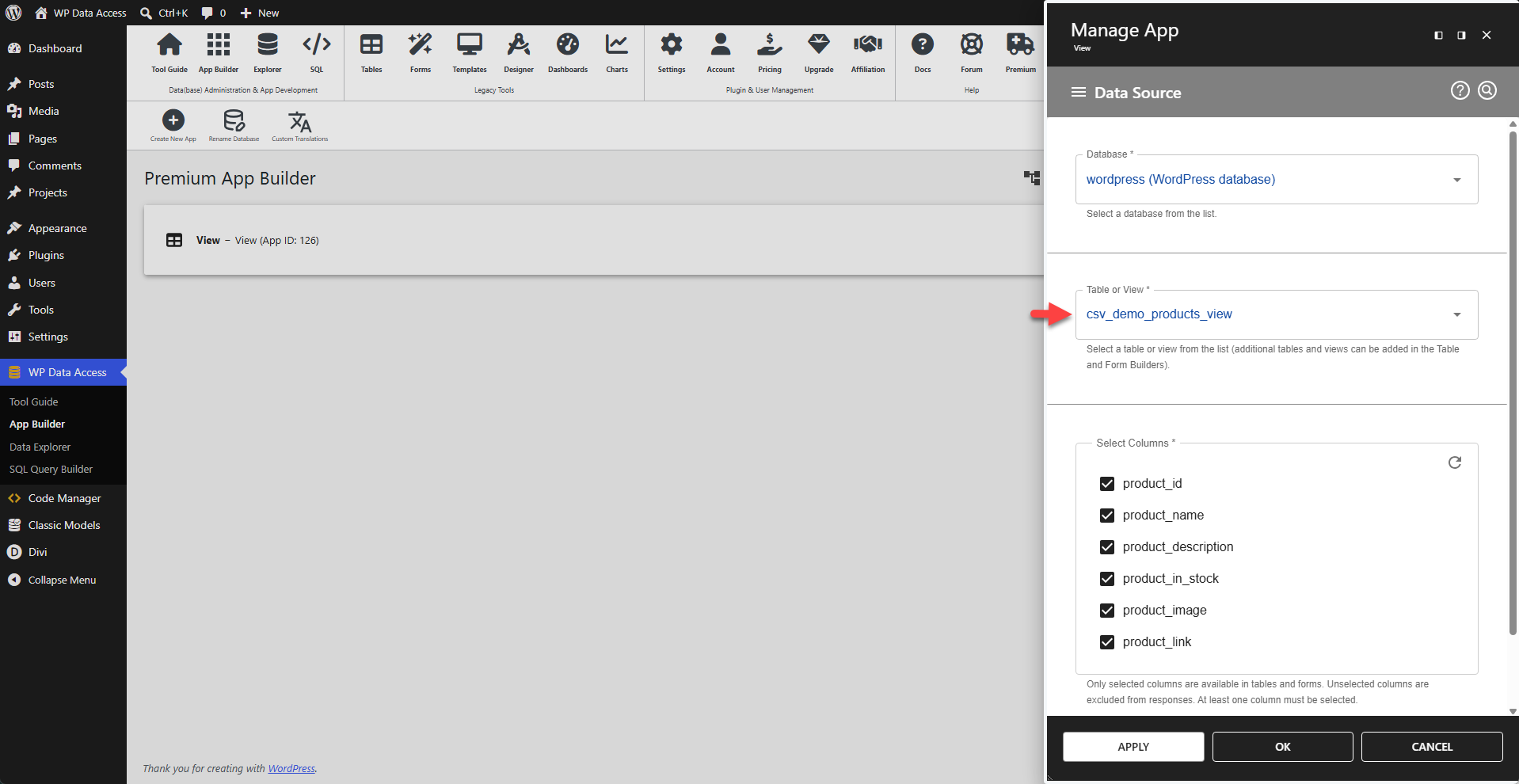 WP Data Access - Table Builder - Custom Query
