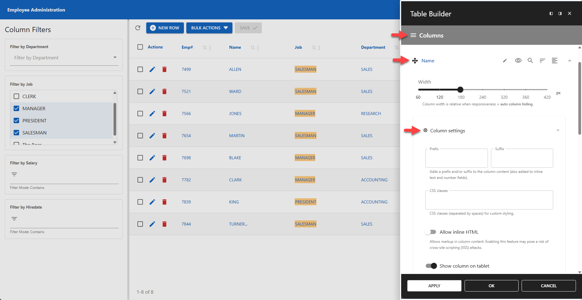 WP Data Access - Table Columns