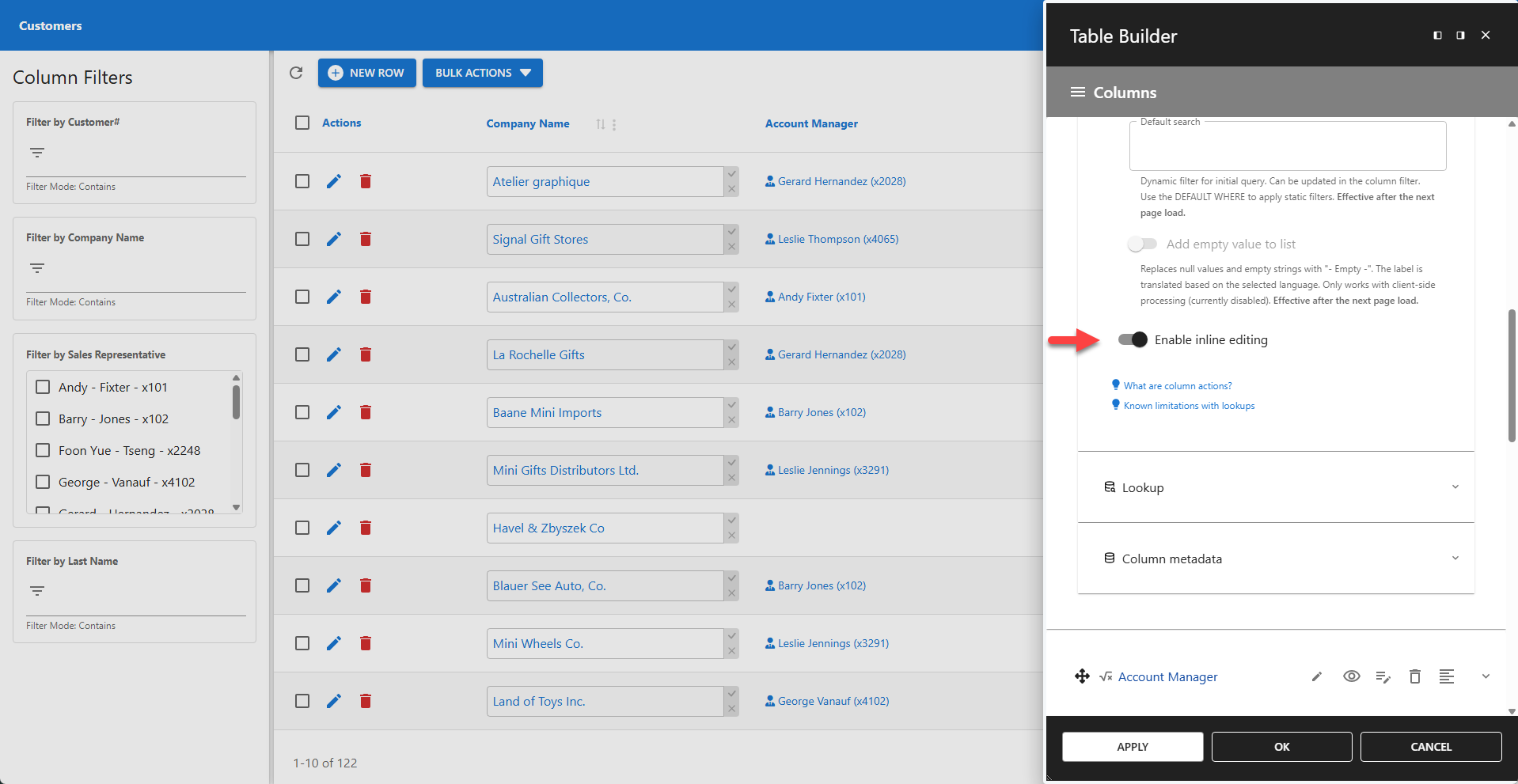 WP Data Access - Table Builder - Enable Inline Editing