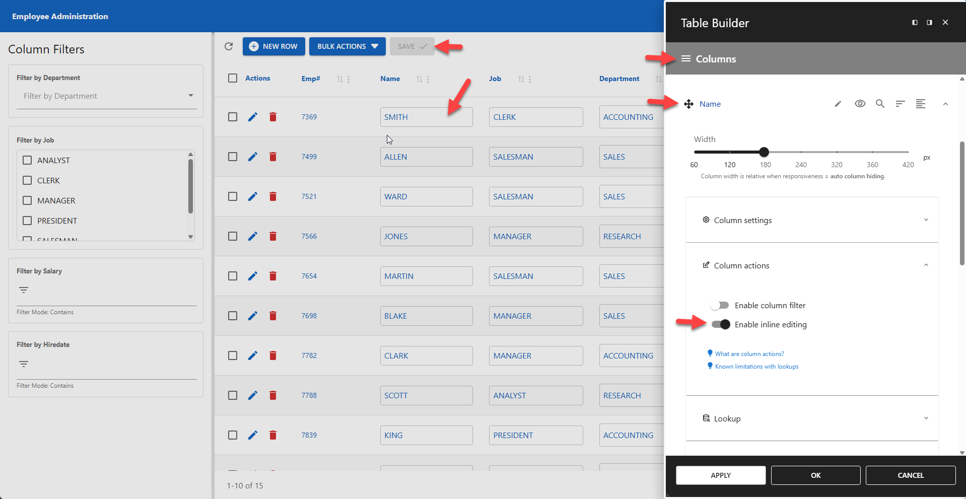 WP Data Access - Table Builder - Inline Editing