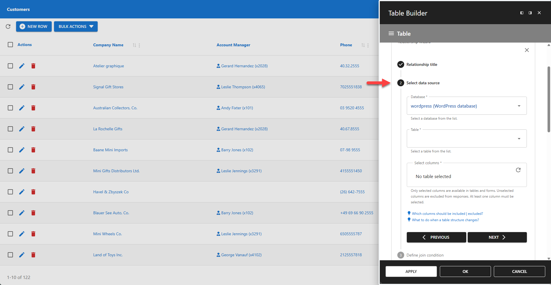 WP Data Access - Table Builder - Data Source
