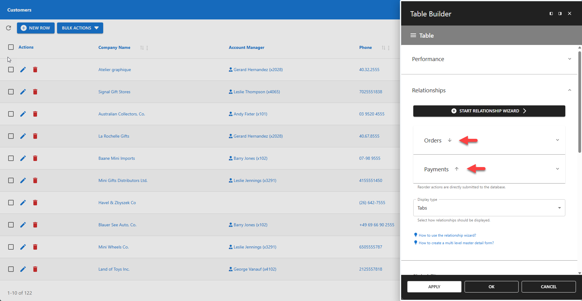 WP Data Access - Table Builder - Reordering Relationships