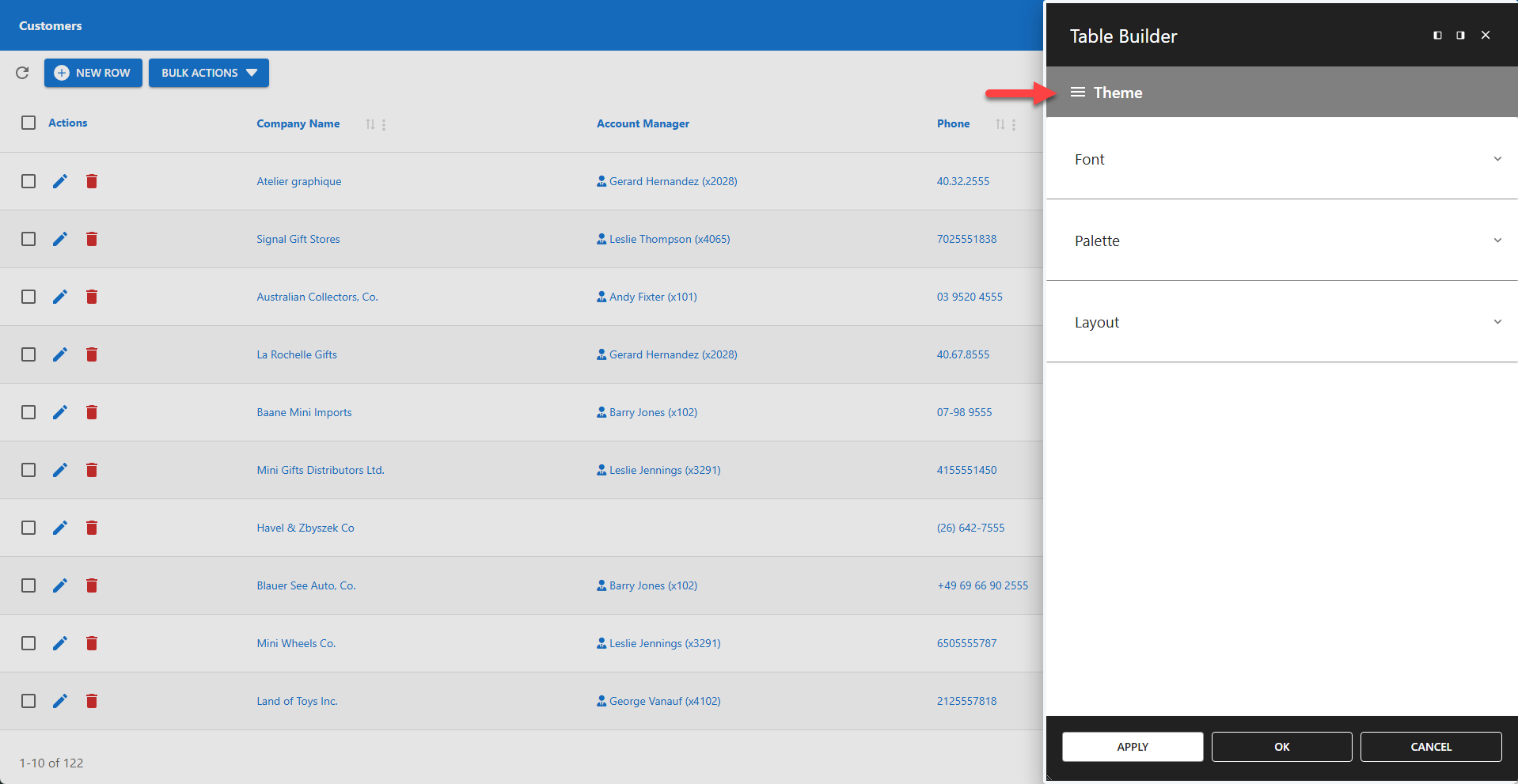 WP Data Access - Table Builder - Theme Menu